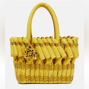 Loewe NWT RARE NEW yellow leather tubular bag basket style large w/ dustbag